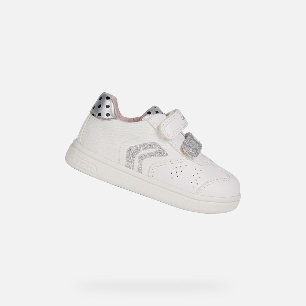 Tenis Geox Bebe Branco/Prateadas - Djrock Girl - NLECP5926